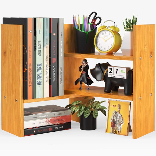 Pipishell Bamboo Desktop Bookshelf Organizer