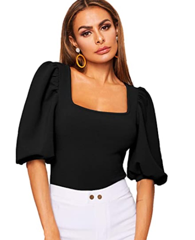 Romwe Puff Sleeve Blouse