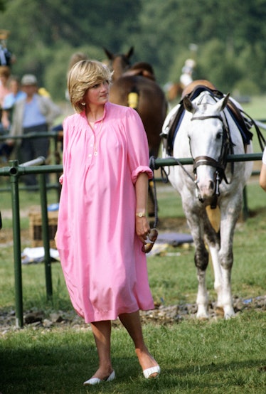 Princess Diana wearing a pink dress