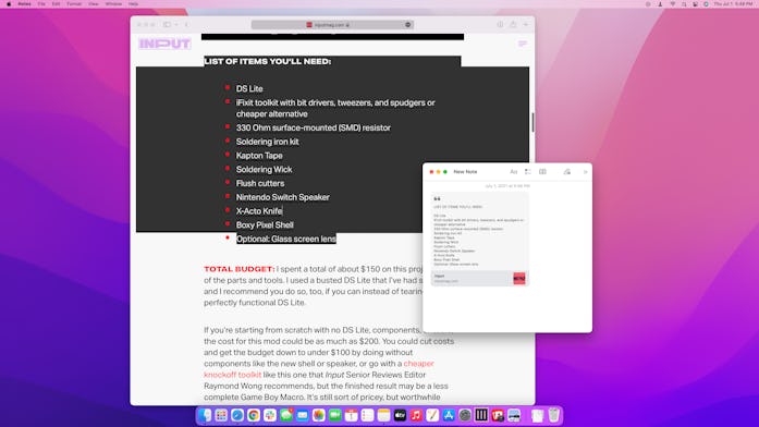 macOS Monterey public beta hands-on with Quick Notes.