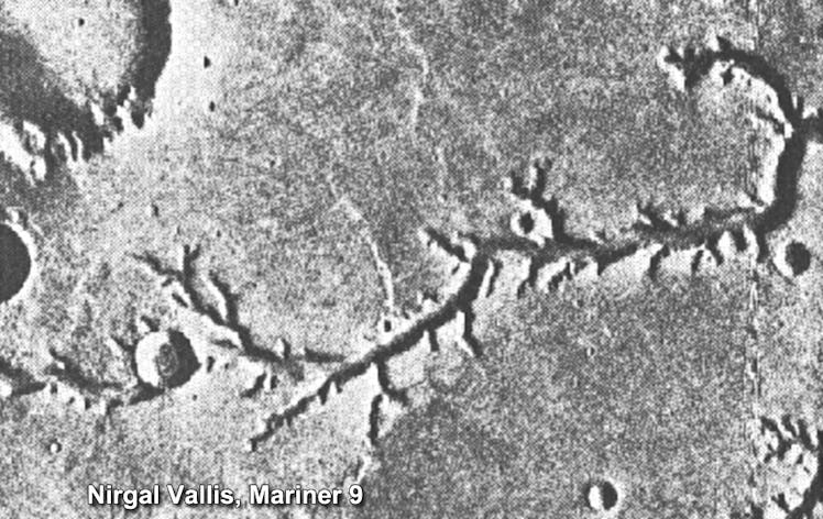NASA orbiter Mariner 9’s image of Nirgal Vallis on Mars, captured in 1971.