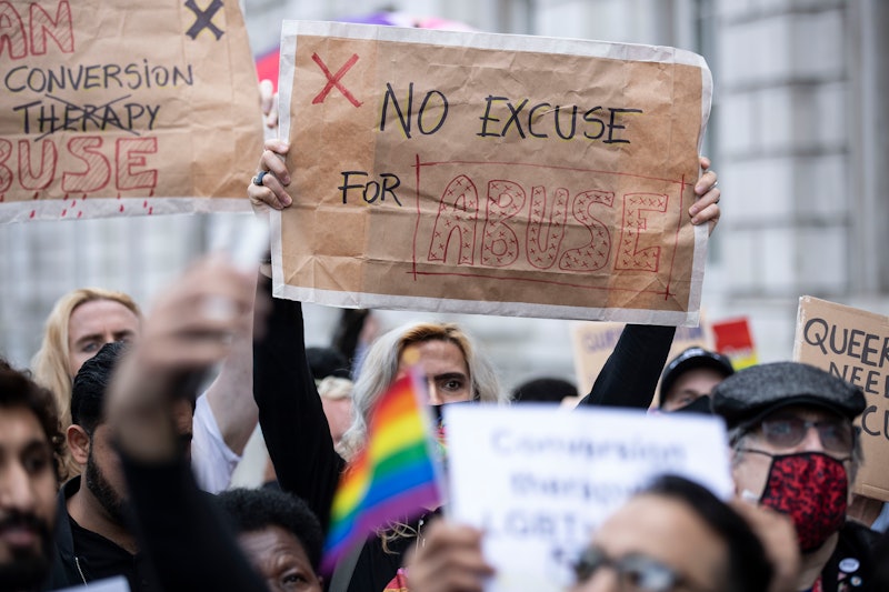2021 demonstration against the use of Conversion Therapy outside UK Cabinet office