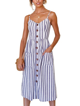 Angashion Summer Midi Dress With Pockets