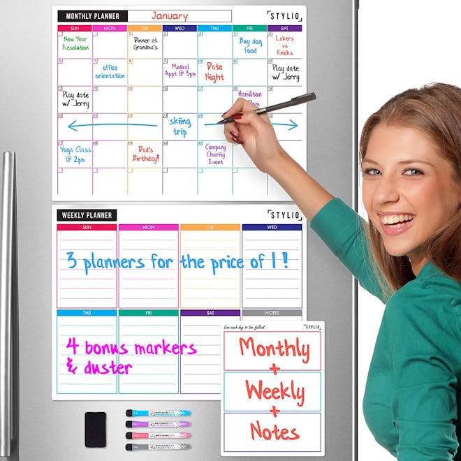 STYLIO Dry Erase Calendar Whiteboard Set