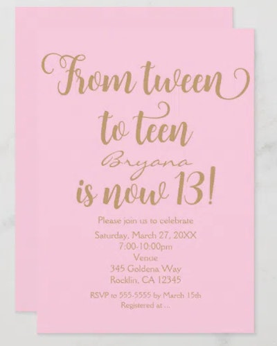 Tween to Teen Invite