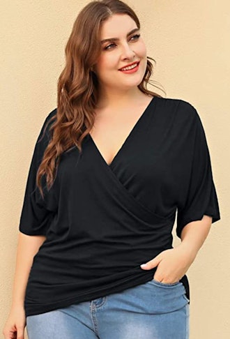 IN'VOLAND Plus Size Wrap Blouse