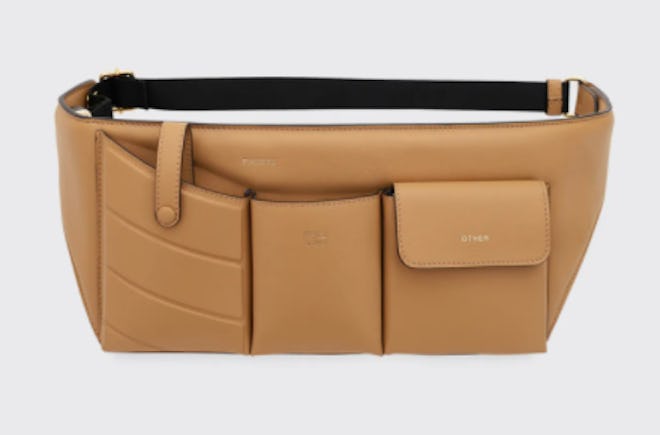Leather Pouch Belt Bag In Light Brown 