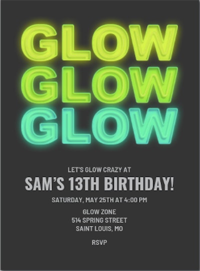 Glow Party Invite
