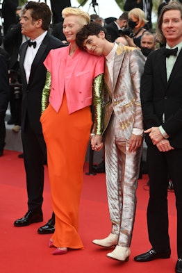 Tilda Swinton and Timothée Chalamet at The French Dispatch’s Cannes Film Festival premiere