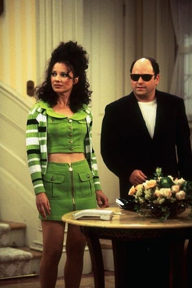 The Nanny's Fran Fine wearing a matching green two-piece set, styled by costume designer Brenda Coop...