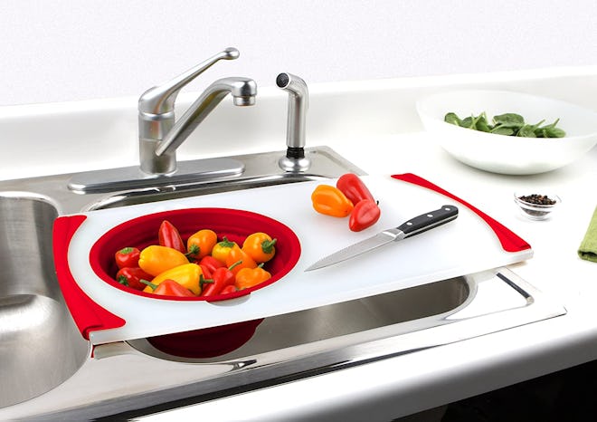 Dexas Cutting Board with Strainer