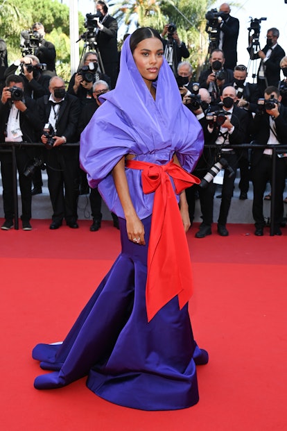 Tina Kunakey attends the "Benedetta" screening during the 74th annual Cannes Film Festival on July 0...