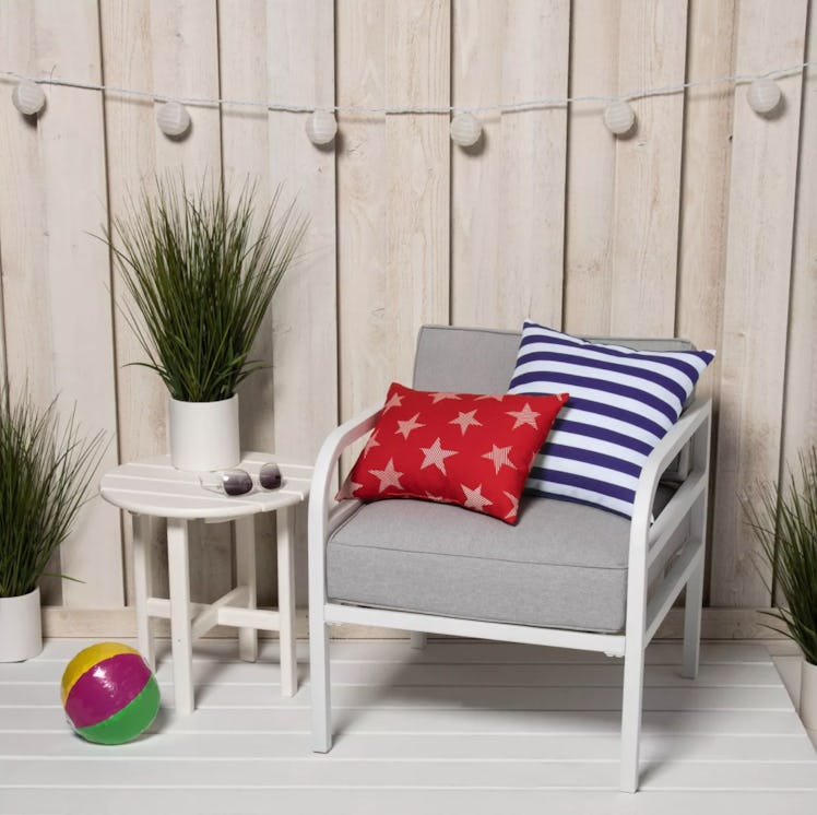 Indoor/Outdoor Striped Throw Pillow Navy/White - Sun Squad™