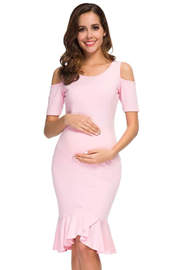 Ecavus Women's Maternity Dress in Pink