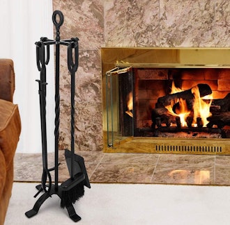 Amagabeli Wrought Iron Fireplace Tool Set (5 Pieces)