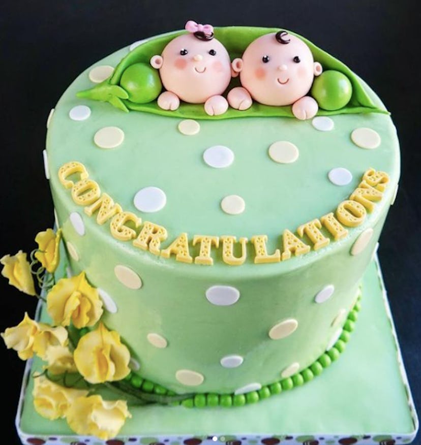 Peas in a pod baby shower cake