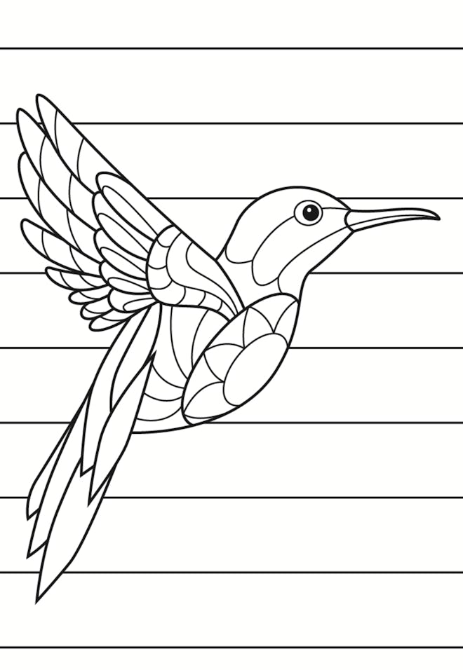 A Stained Glass Hummingbird Coloring Page