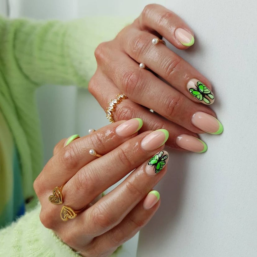 One '90s beauty trend to watch for in manicures: butterfly nail art.