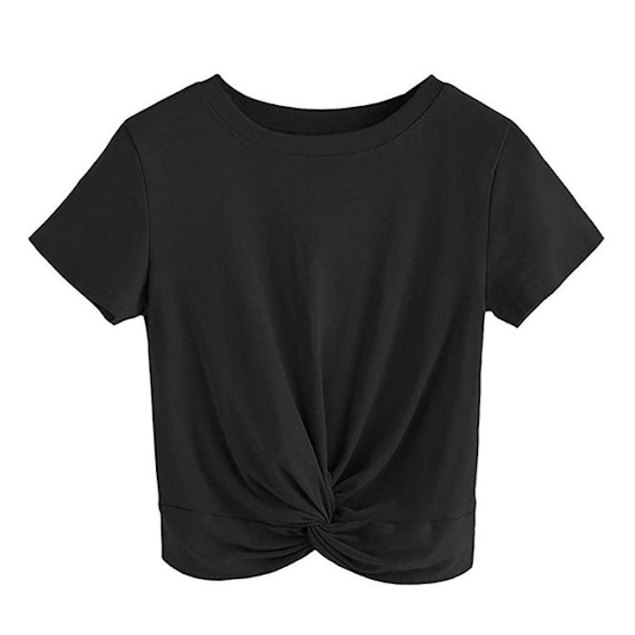 MakeMeChic Twist Front T-Shirt