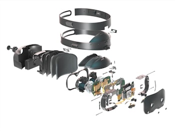 Lynx mixed reality AR VR headset exploded view promo image