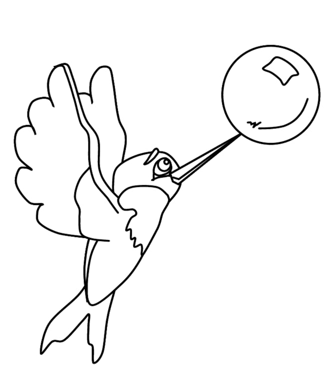A Balloon and Hummingbird Coloring Page