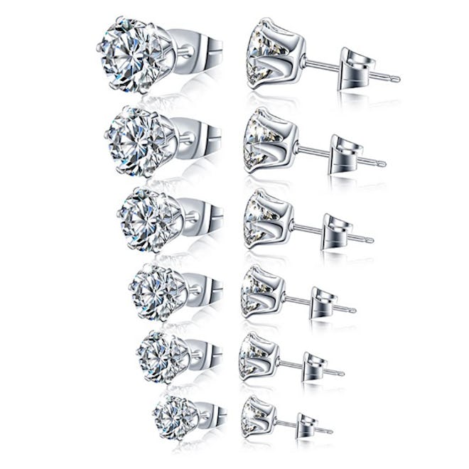 Manufac Cubic Zirconia Stud Earrings (6 pairs)