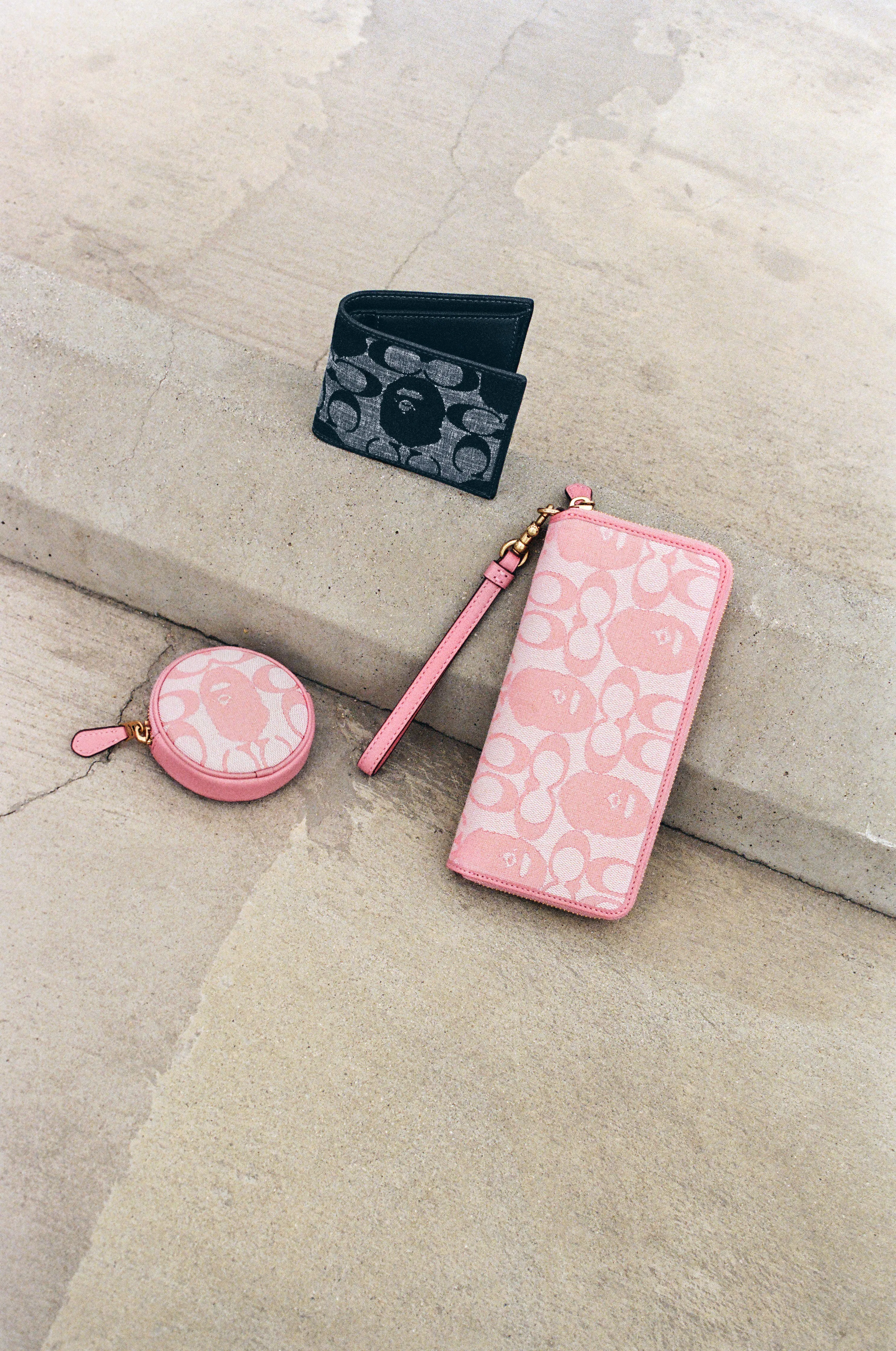 BAPE X Coach LIMITED EDITION Pink Zip-Around Signature Wallet