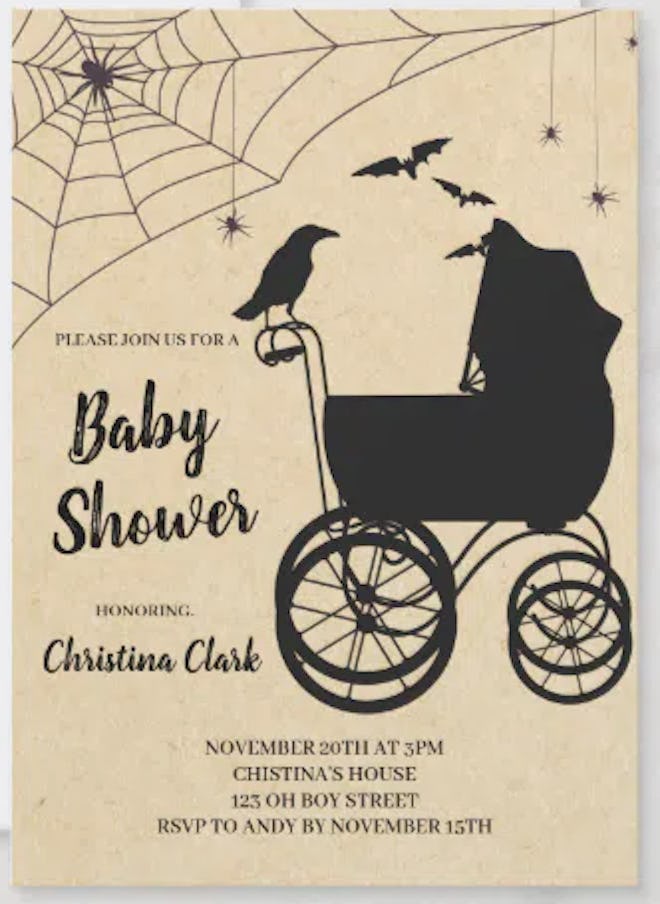 Gothic style Nightmare Before Christmas baby shower invitation