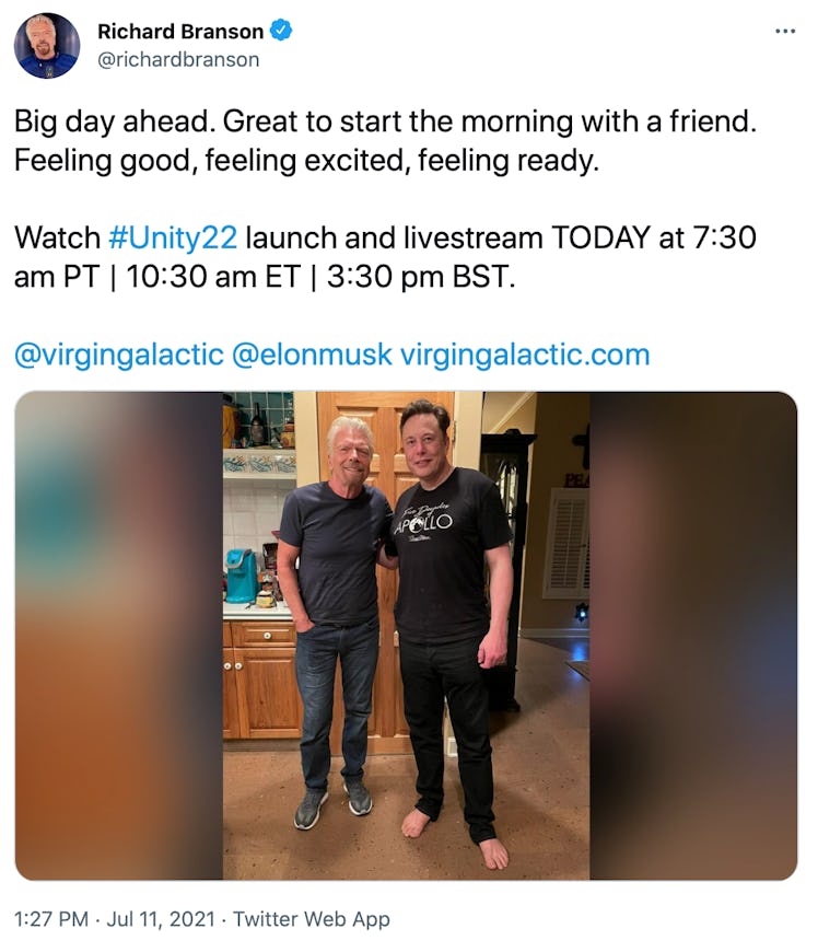 Richard Branson and Elon Musk ahead of the flight.