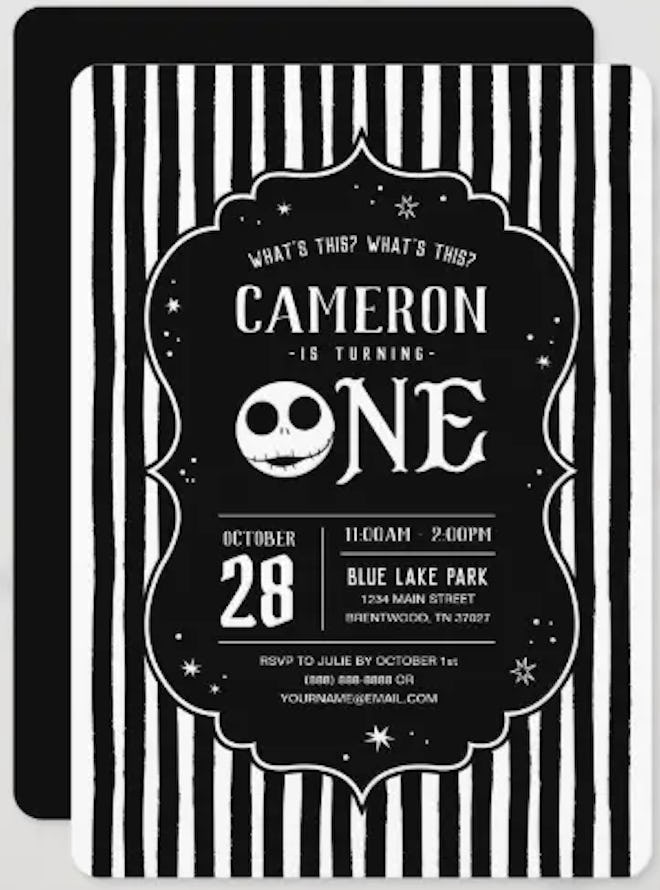 Striped Nightmare Before Christmas baby shower invitation