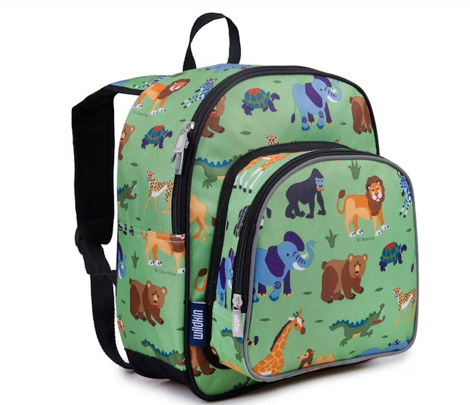 12.5-inch Olive Pack 'n Snack Kids' Backpack - Wild Animals