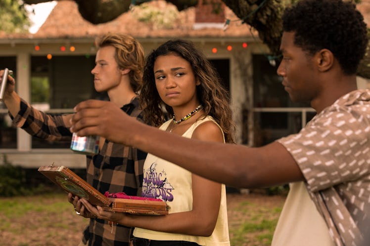 RUDY PANKOW as JJ, MADISON BAILEY as KIARA and JONATHAN DAVISS as POPE in episode 201 of OUTER BANKS