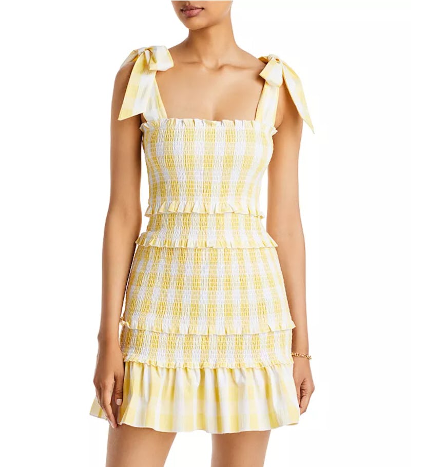 Gingham Smocked Mini Dress