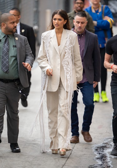 Zendaya in a big beige suit