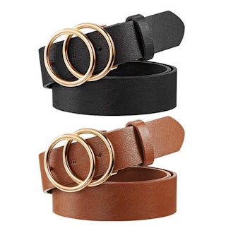 Syhood Faux Leather Waist Belts (2-Pack)