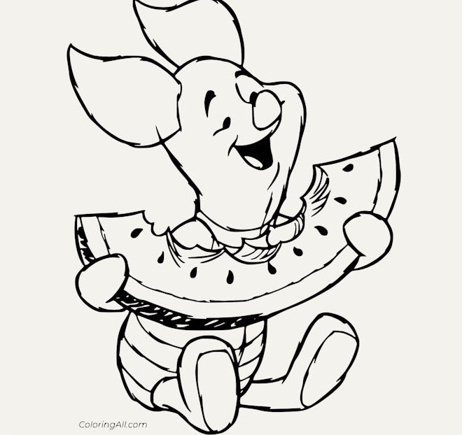 a piglet watermelon coloring page