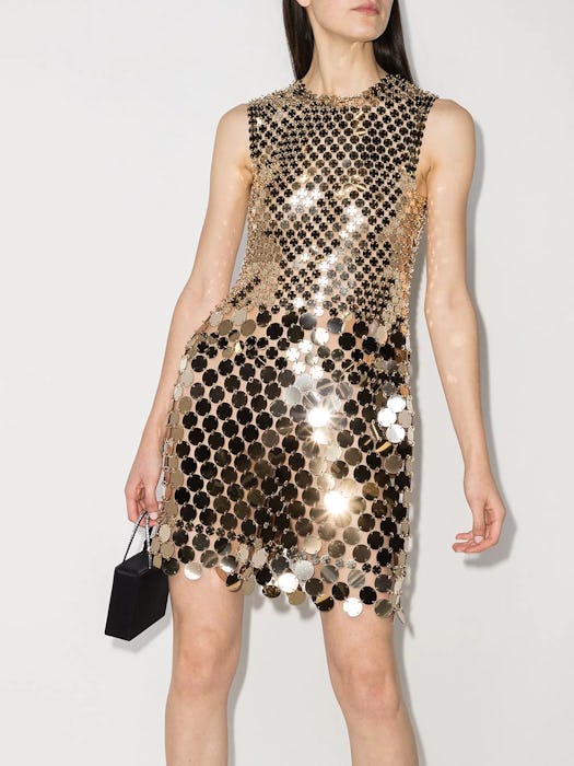 Metallic-Disc Mini-Dress