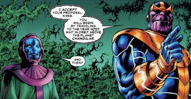 Thanos and Kang form an alliance in Thanos: The Infinity Siblings #1 (2018).