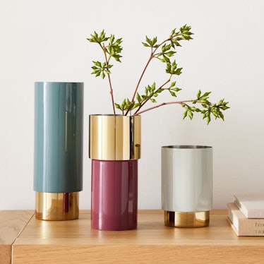 Brass & Enamel Tube Vases