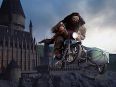 Hagrid from the 'Harry Potter' films flies away from Hogwarts in one of the virtual reality experien...