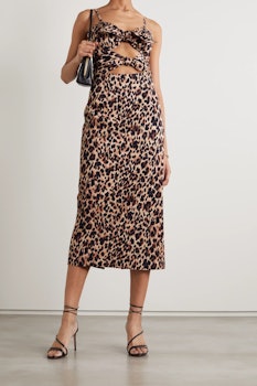 Mia Knotted Leopard-Print Cotton-Blend Midi dress
