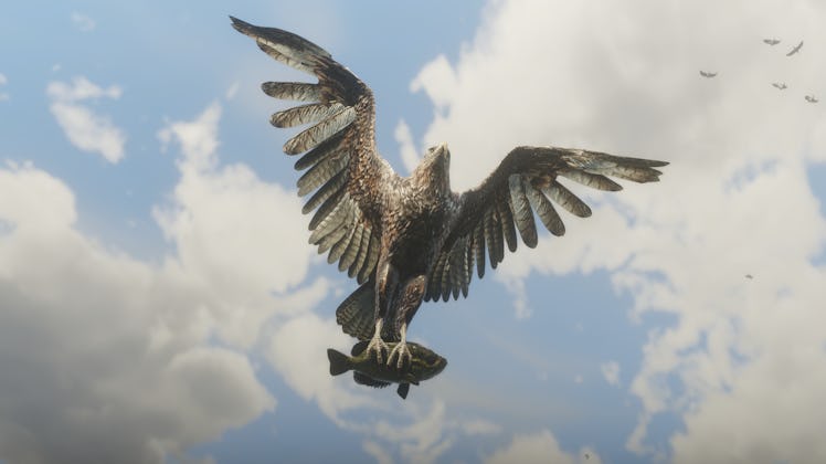 Eagle snatching fish in Red Dead Redemption 2