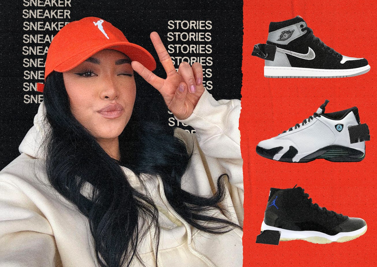 SoleSavy’s Anna Bediones with a pair of black and white Air Jordans