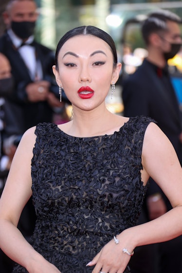 Jessica Wang in a black lace dress at the Cannes Film Festival 2021