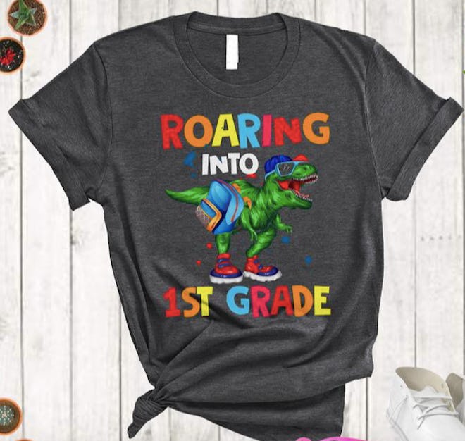 Roaring into first grade t-shirt