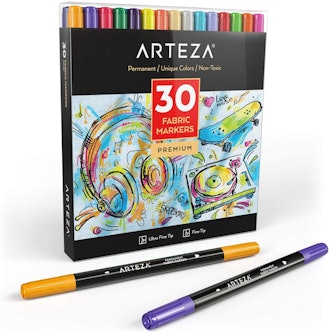 Arteza Fabric Markers, Assorted Colors (30-Pack)