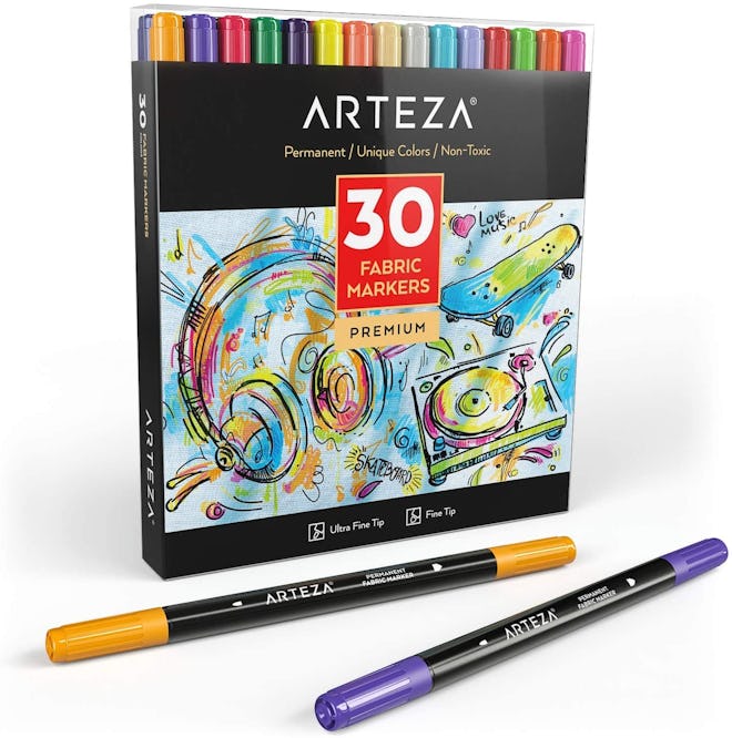 Arteza Fabric Markers, Assorted Colors (30-Pack)