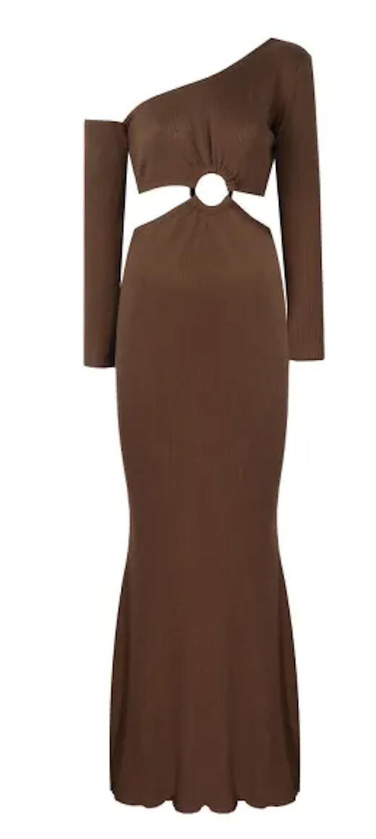 Off-Shoulder Dress With Cutout In Brown 