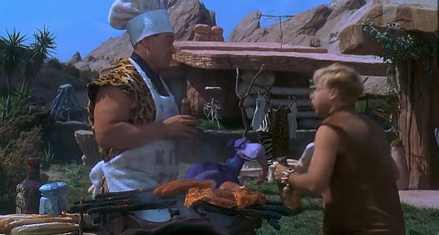The Flintstones stars John Goodman, Rick Moranis, Rosie O'Donnell, and Elizabeth Perkins.