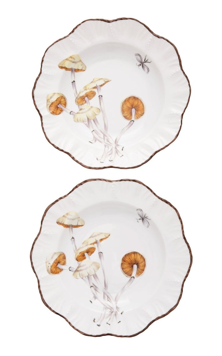 Set-of-Two Les Champignon Porcelain Soup Plates
